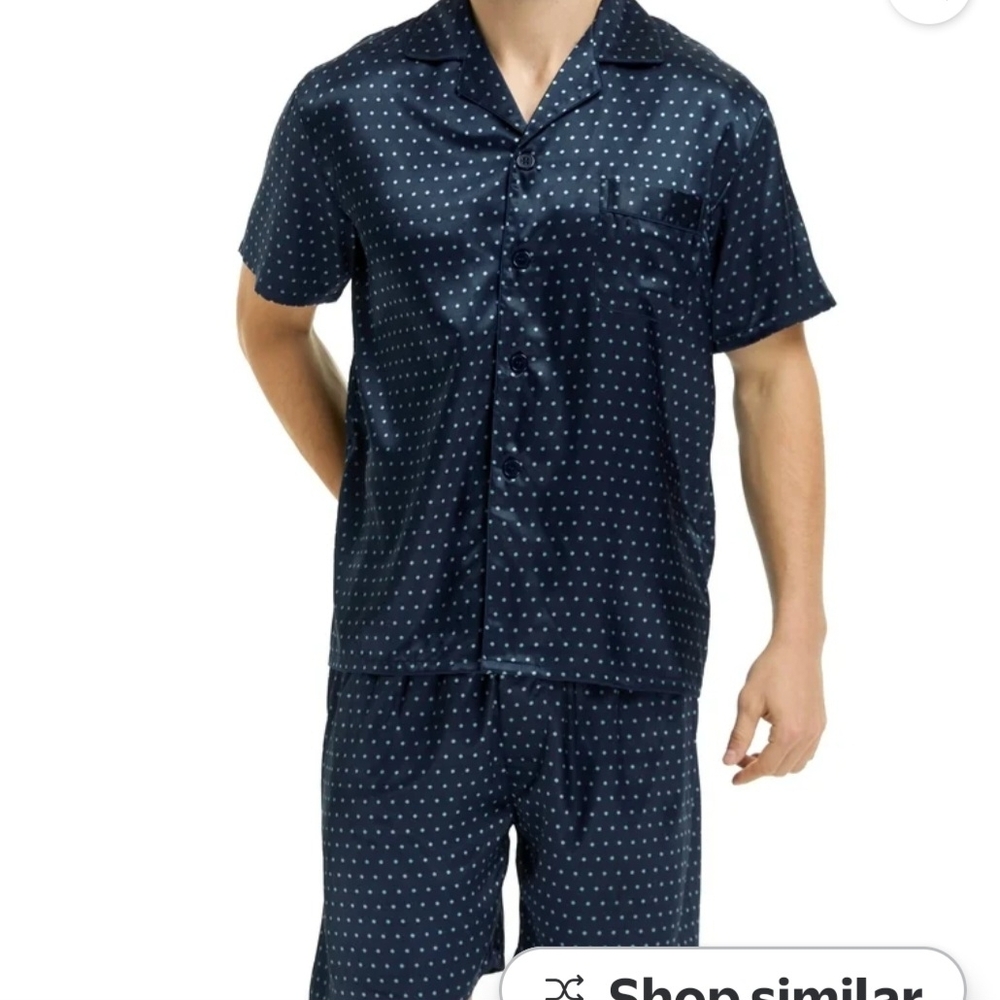 Men's Dark Blue Polka Dot Casual Pajamas By TONY AND CANDICE